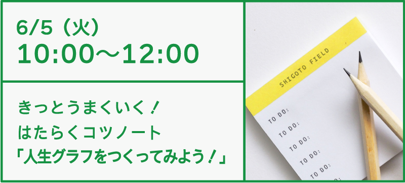 6/5 きっとうまくいく!はたらくコツノート「人生グラフをつくってみよう!」
